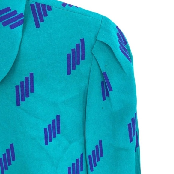 Vintage DVF Silk Blouse Top Shirt Y2K Retro Print - Picture 5 of 5